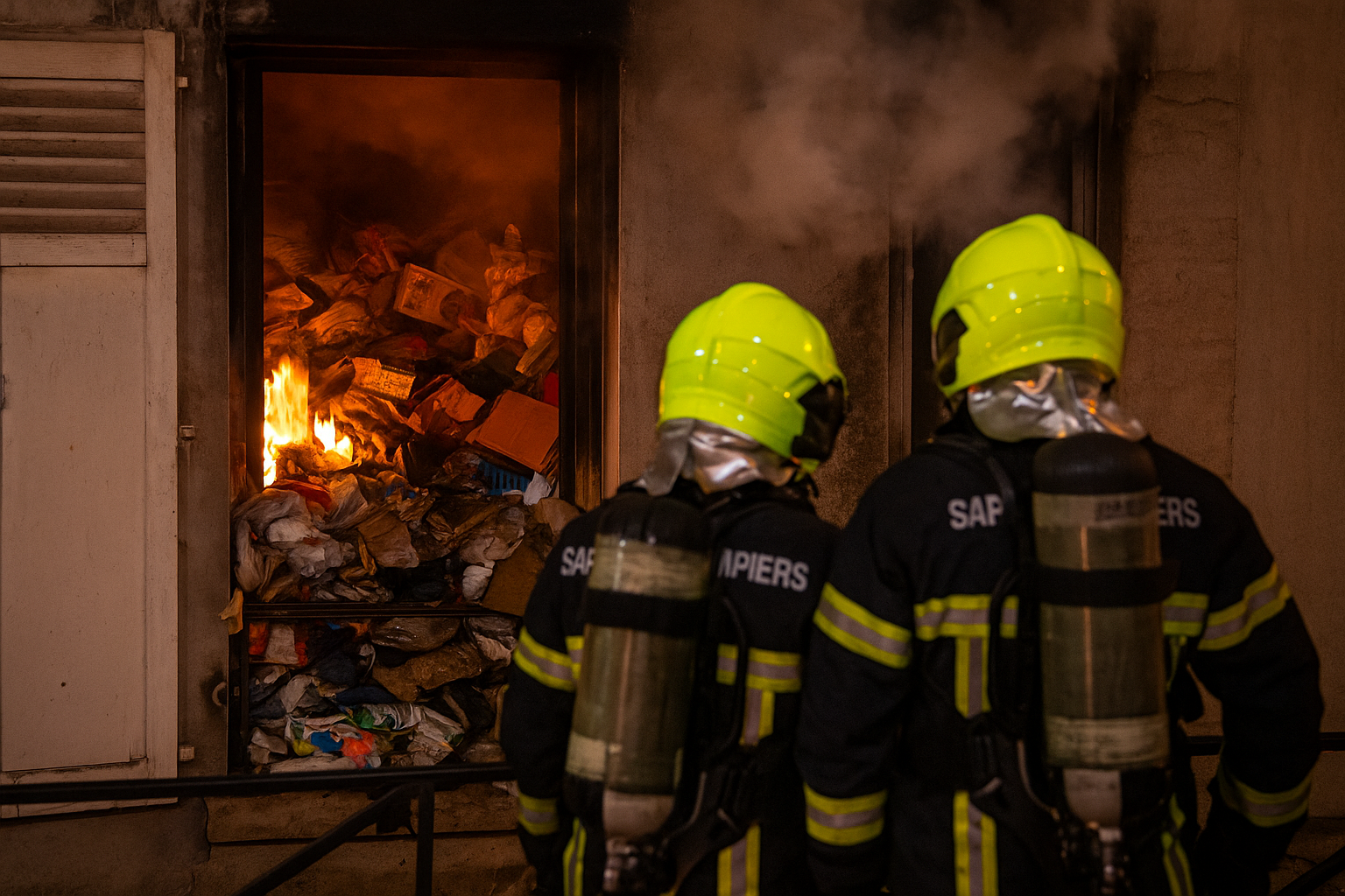 Appartement en feu à Rouen envahi par un syndrome de Diogène, intervention des pompiers