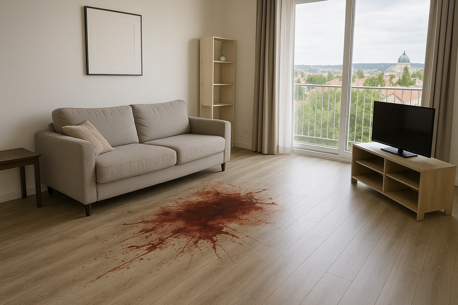 Salon vide et silencieux dans une maison de Vandœuvre-lès-Nancy après un décès.