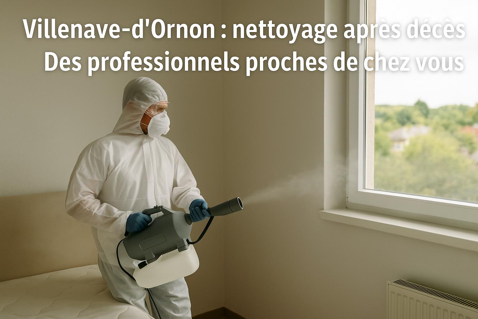 Spécialiste du nettoyage après décès à Villenave-d'Ornon en intervention dans une chambre avec traitement de désinfection renforcé
