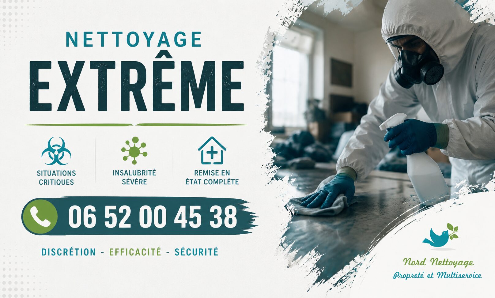 Nettoyage extrême à Anneyron par Nord Nettoyage, intervention rapide pour logements insalubres, syndrome de Diogène, après décès et après sinistre.