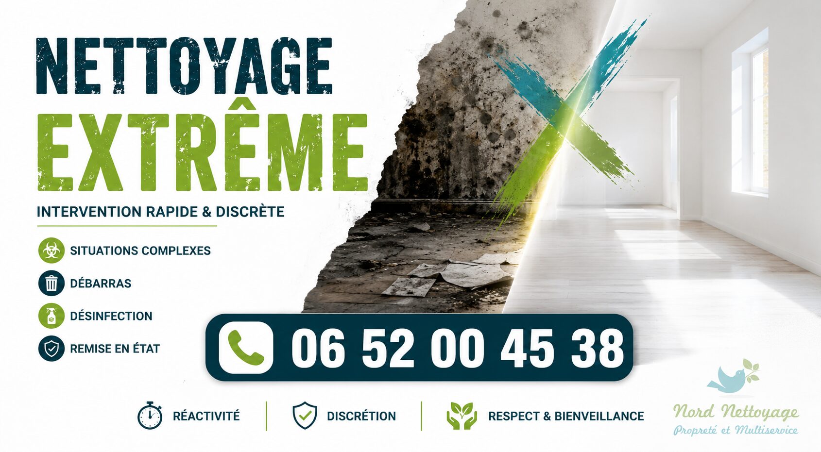 Service de nettoyage extrême à Argonay avec remise en état complète de logements insalubres, après sinistre et situations complexes.