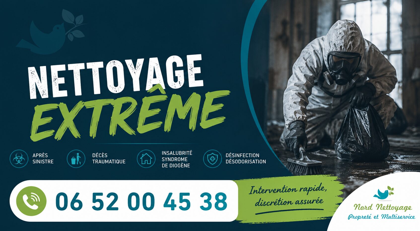 Nettoyage extrême à Bas-en-Basset avec intervention rapide après sinistre, décès, logement insalubre et syndrome de Diogène.