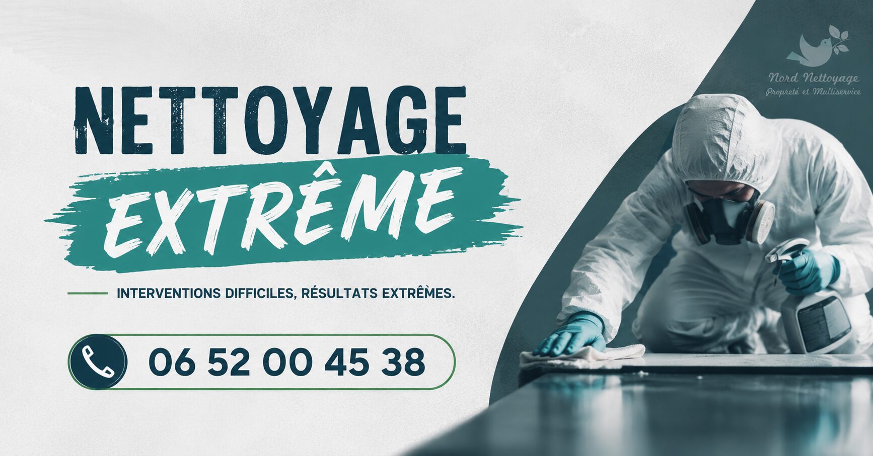 Visuel de nettoyage extrême à Beaujeu avec intervention spécialisée, désinfection approfondie et numéro de contact 06 52 00 45 38.