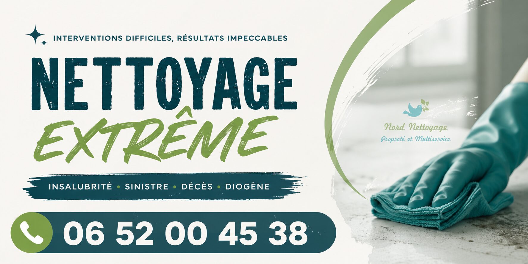 Nettoyage extrême à Beaumont-lès-Valence par Nord Nettoyage, intervention rapide pour logements insalubres, syndrome de Diogène, désinfection et débarras.