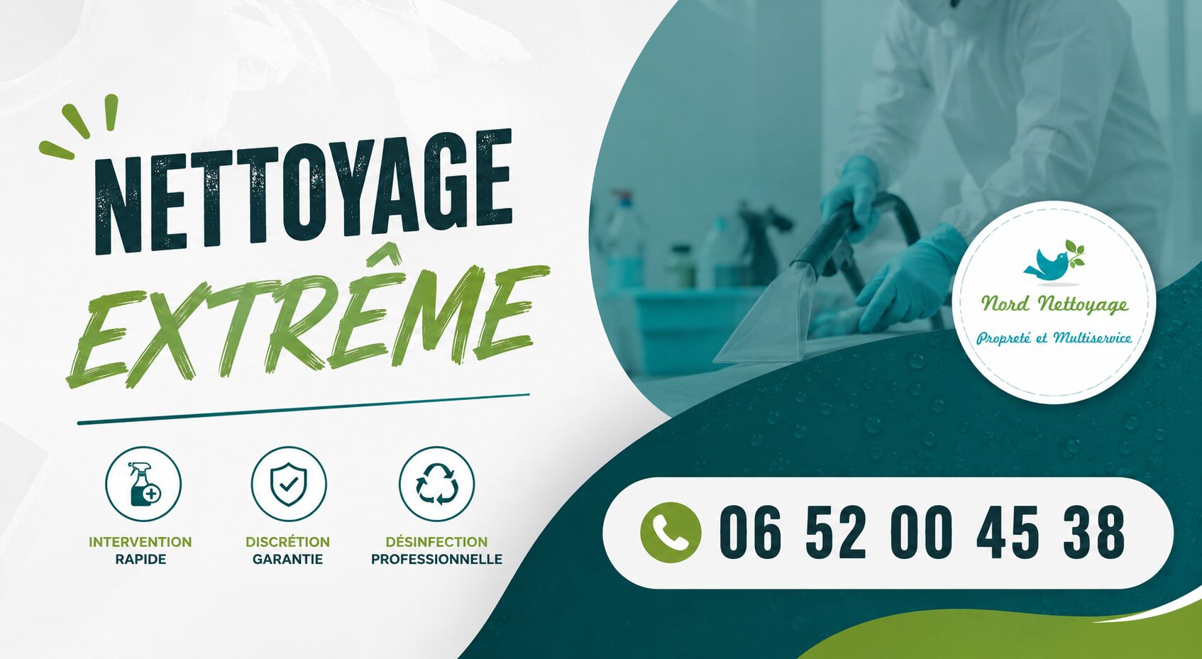 Nettoyage extrême à Beauzac par Nord Nettoyage, intervention rapide pour logements insalubres, syndrome de Diogène, après décès et après sinistre.
