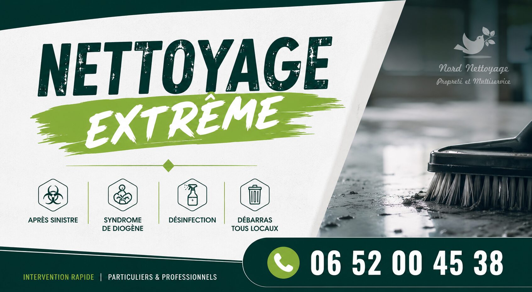 Nettoyage extrême à Bellignat par Nord Nettoyage, intervention rapide après sinistre, désinfection et débarras.