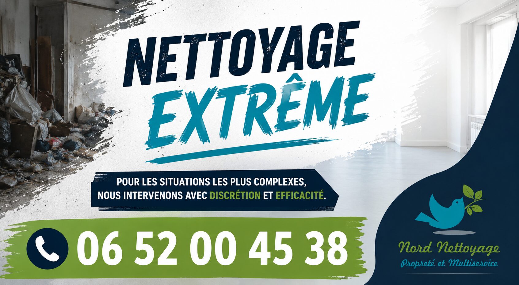 Nettoyage extrême à Bernin par Nord Nettoyage, intervention rapide pour remettre en état logements et locaux.