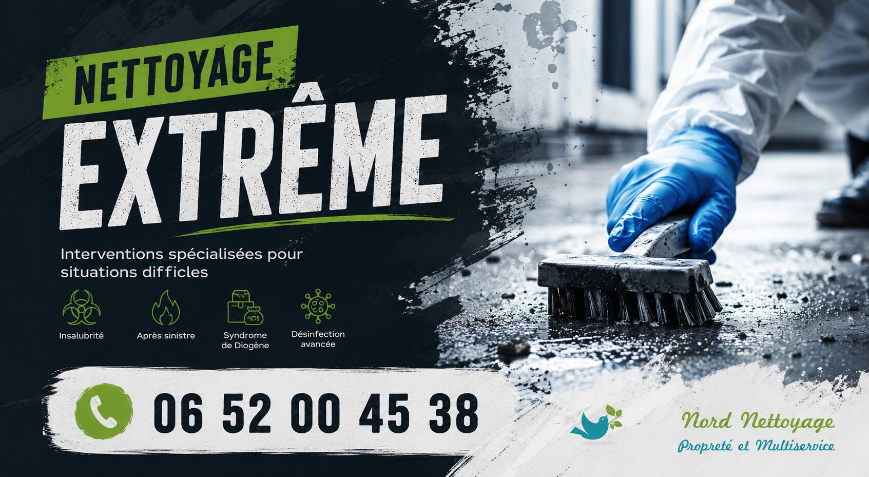 Nettoyage extrême à Communay par Nord Nettoyage avec intervention rapide pour logements insalubres, syndrome de Diogène et après sinistre.
