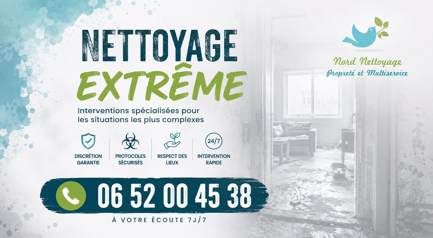 Nettoyage extrême à Corenc par Nord Nettoyage avec intervention rapide pour logements insalubres, après sinistre et syndrome de Diogène.