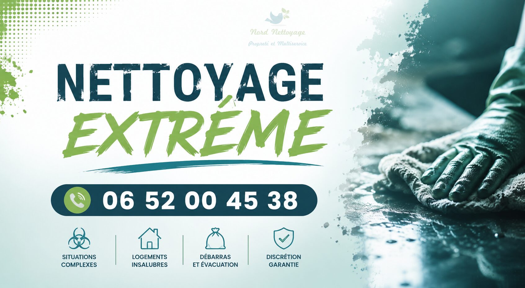 Nettoyage extrême à Dieulefit par Nord Nettoyage avec intervention rapide pour logements insalubres, syndrome de Diogène et après sinistre.