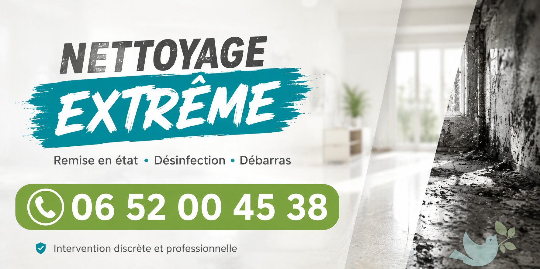 Nettoyage extrême à Fraisses avec intervention rapide pour logements insalubres, syndrome de Diogène, après sinistre et désinfection complète.