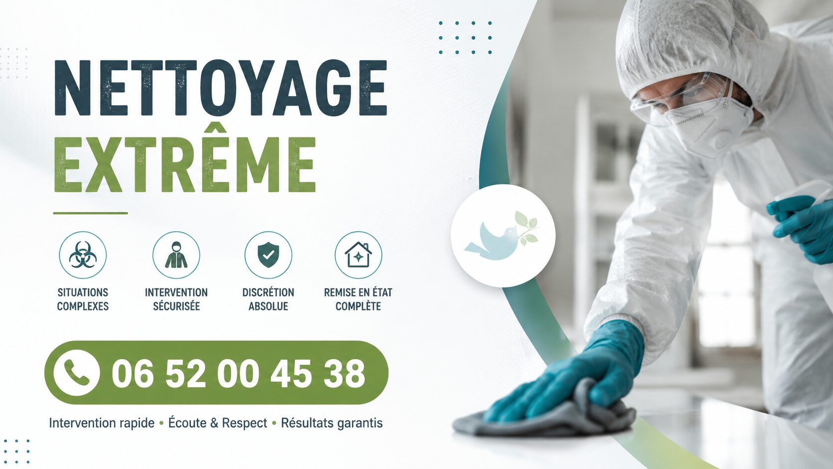 Équipe réalisant un nettoyage extrême dans une habitation à Genilac avec évacuation des encombrants et remise en état des lieux.