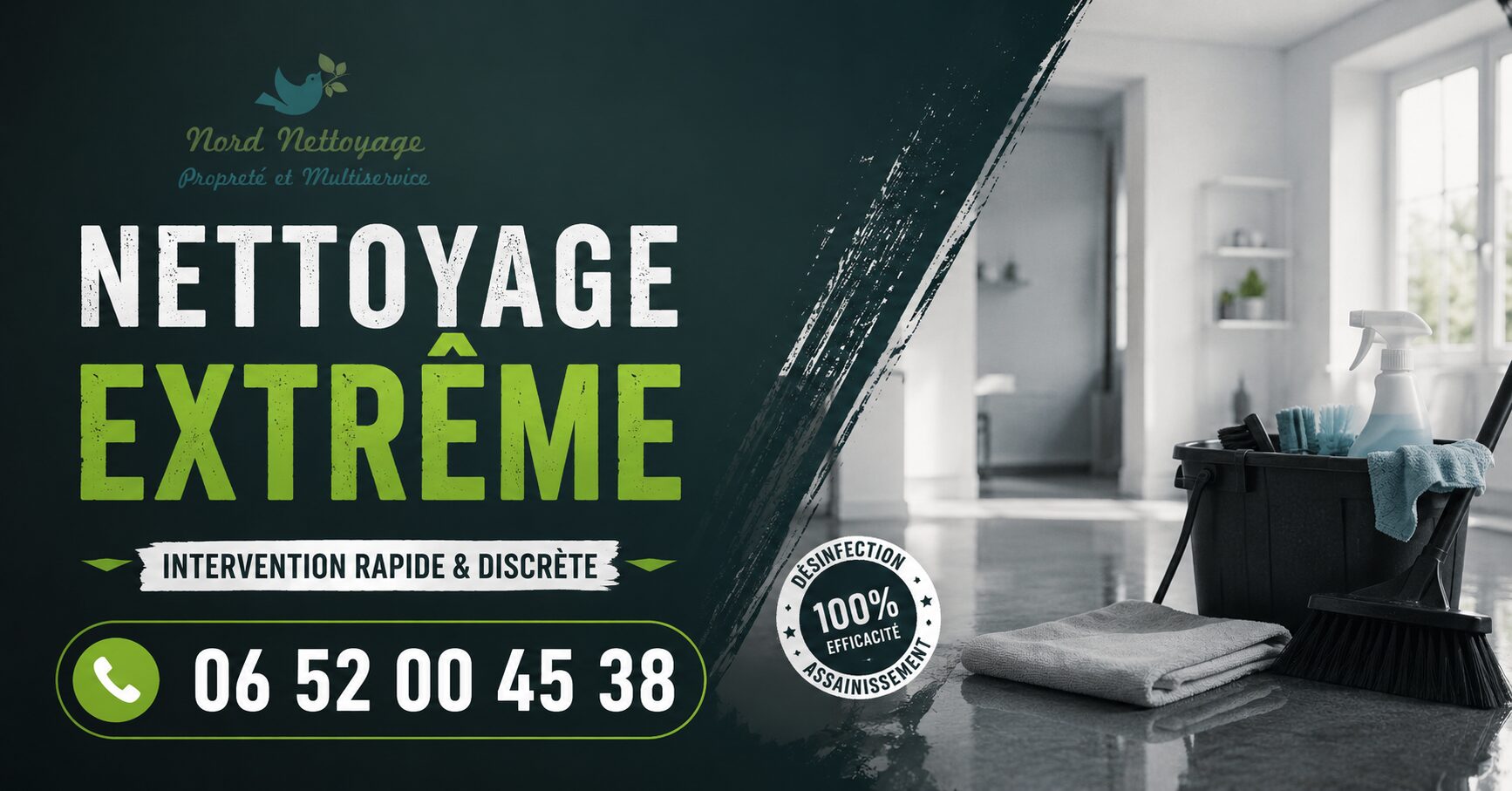 Nettoyage extrême à Gilly-sur-Isère : intervention rapide pour logement insalubre, syndrome de Diogène, désinfection et débarras par Nord Nettoyage.