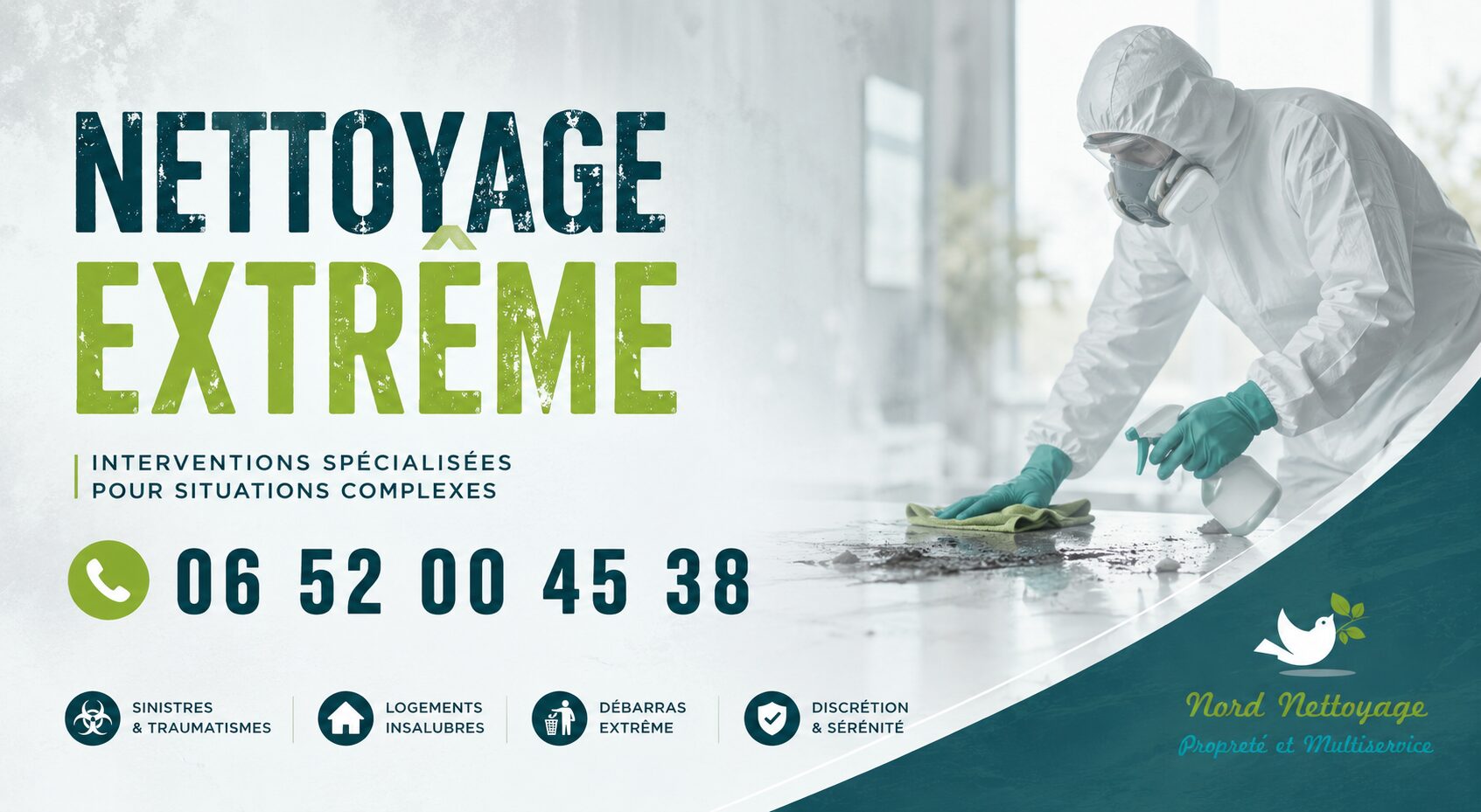 Intervention de nettoyage extrême au Grand-Bornand avec désinfection complète, débarras et remise en état de logements insalubres.