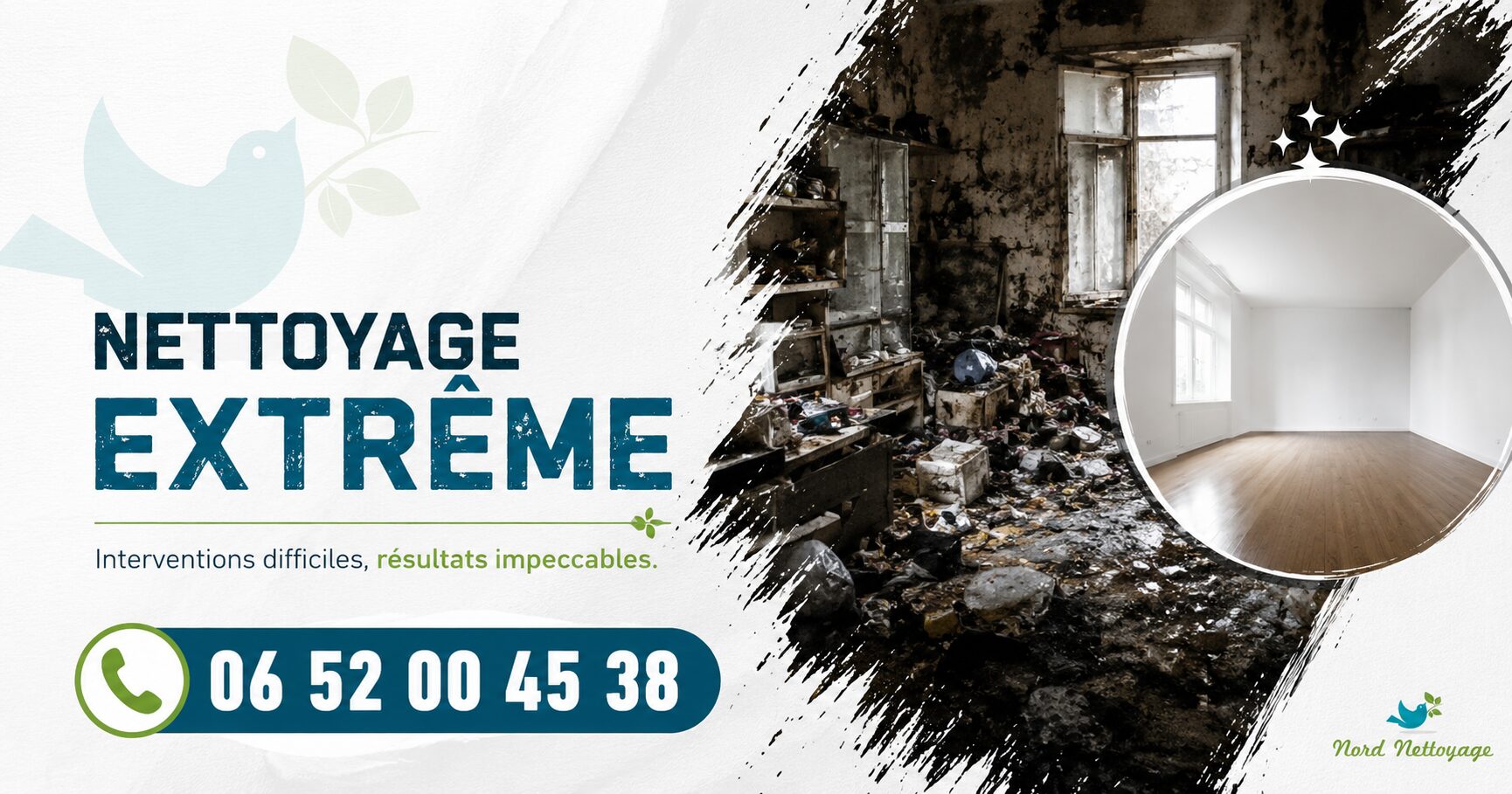 Nettoyage extrême à Jarrie par Nord Nettoyage avec intervention rapide pour logements insalubres, après sinistre et syndrome de Diogène.