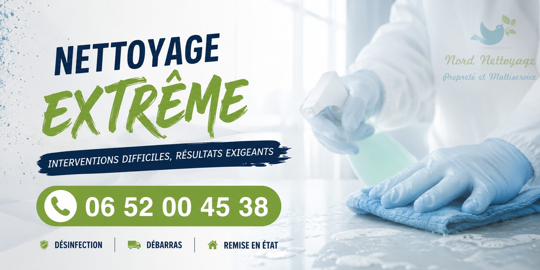 Équipe spécialisée en nettoyage extrême à L'Étrat avec désinfection, débarras et remise en état de logements insalubres.