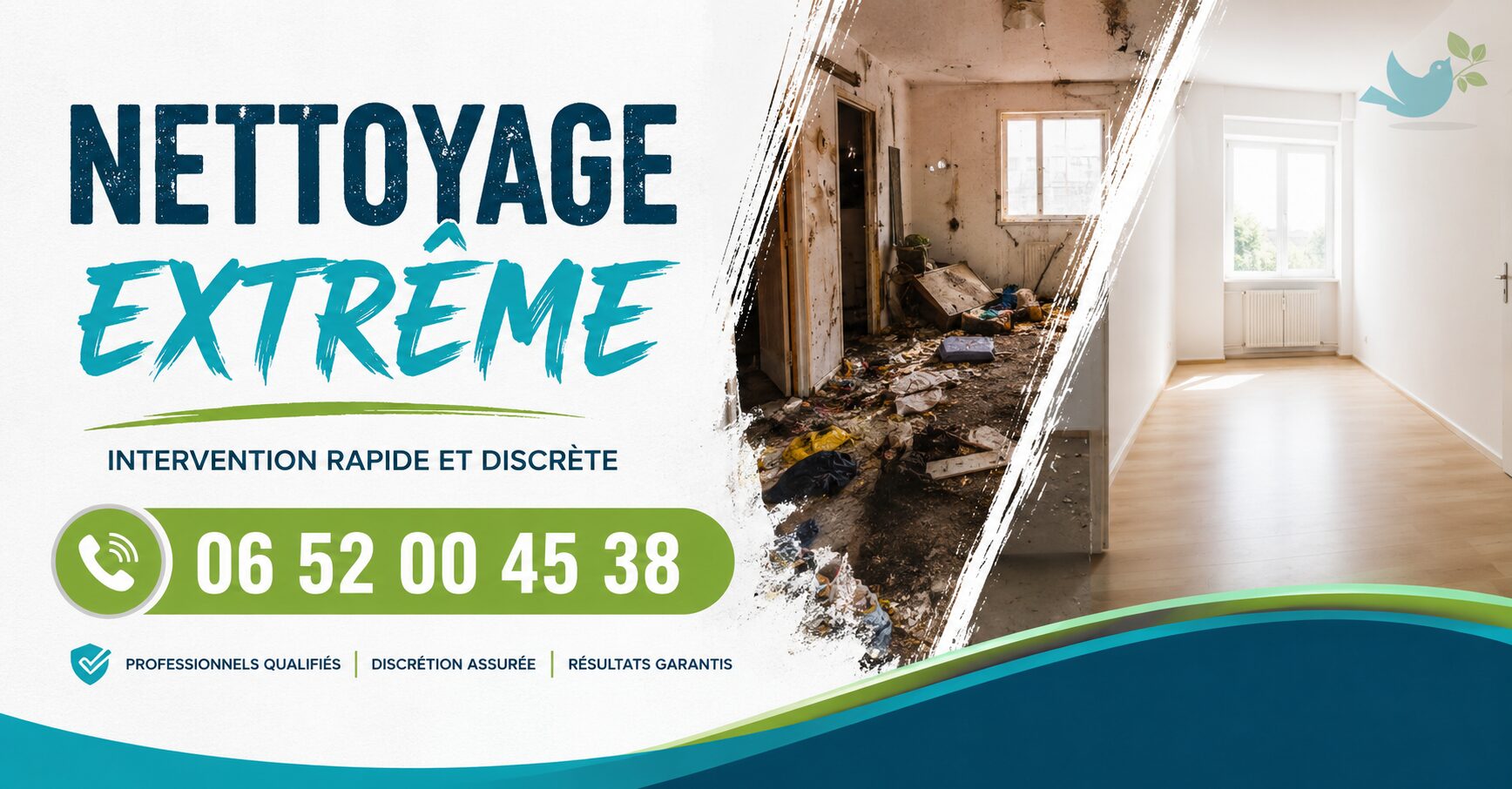 Nettoyage extrême à La Fouillouse par Nord Nettoyage, spécialiste de la désinfection, du débarras et de la remise en état après sinistre ou logement insalubre.
