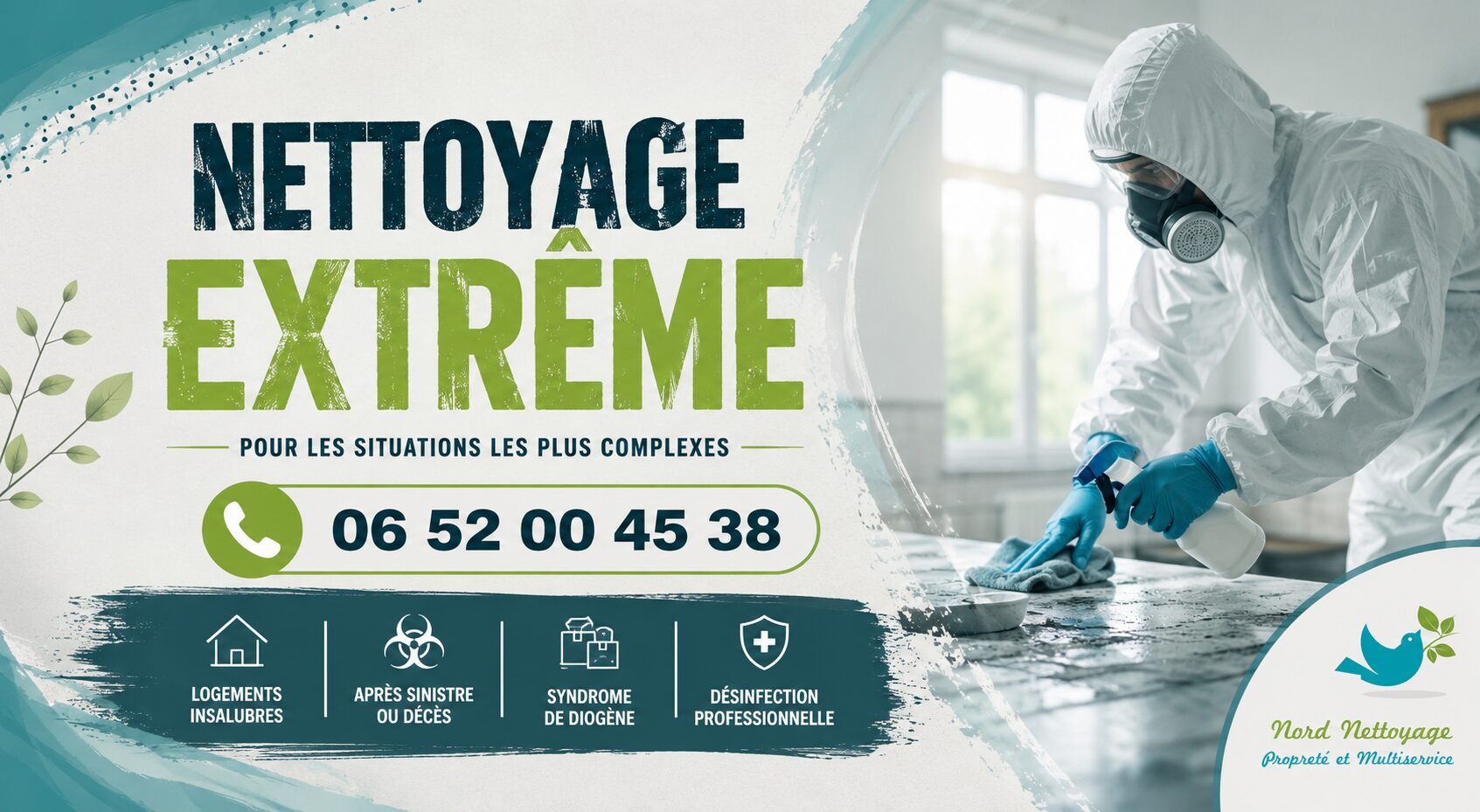 Nettoyage extrême à Langeac par Nord Nettoyage, intervention après syndrome de Diogène, décès, sinistre et logement insalubre.