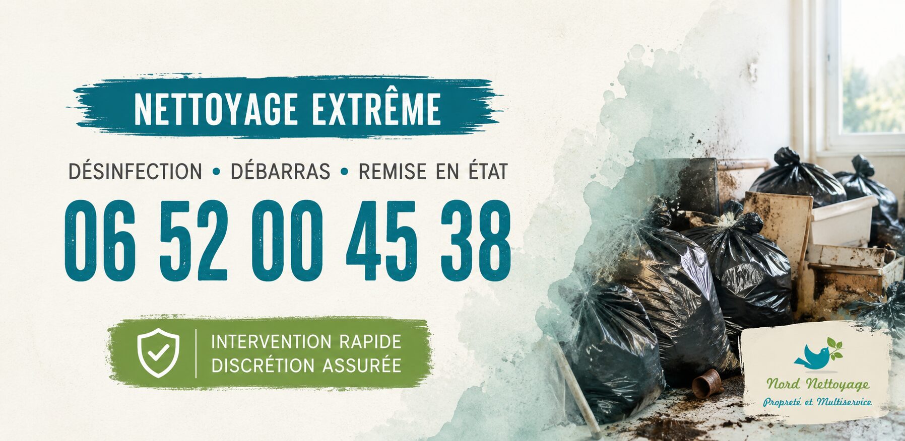 Nettoyage extrême à Le Grand-Lemps : intervention rapide pour logements insalubres, débarras, désinfection et remise en état avec Nord Nettoyage.