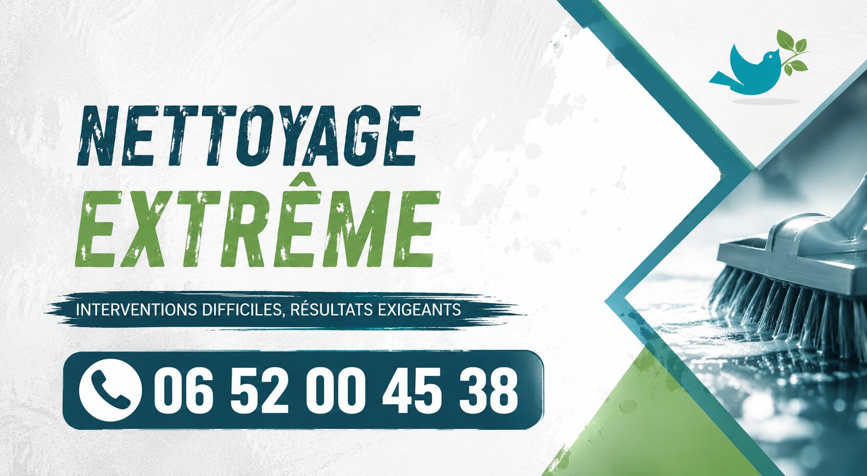 Visuel de Nord Nettoyage présentant un service de nettoyage extrême à Le Pouzin avec le numéro 06 52 00 45 38 pour les interventions d'urgence.