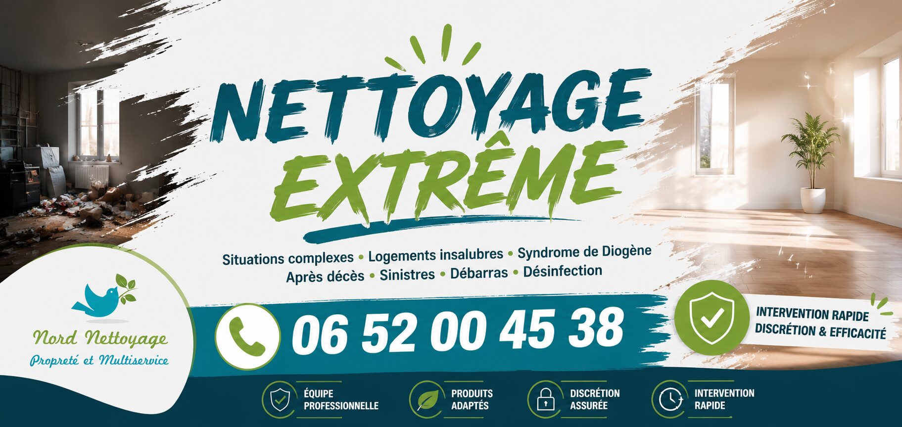 Nettoyage extrême à Les Marches : remise en état de logements insalubres, syndrome de Diogène, débarras et désinfection professionnelle.