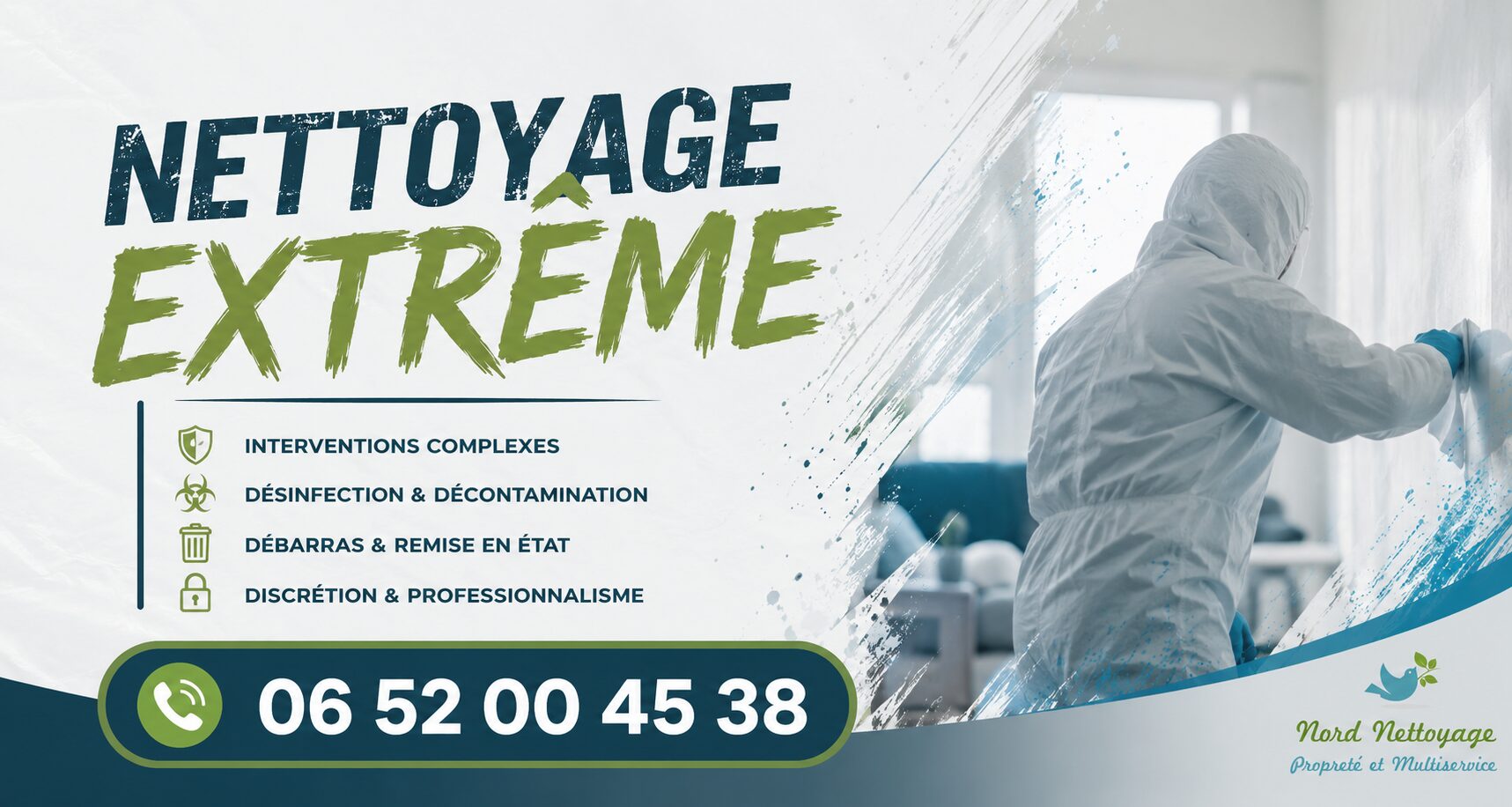 Technicien réalisant un nettoyage extrême à Lurcy-Lévis avec désinfection et remise en état complète