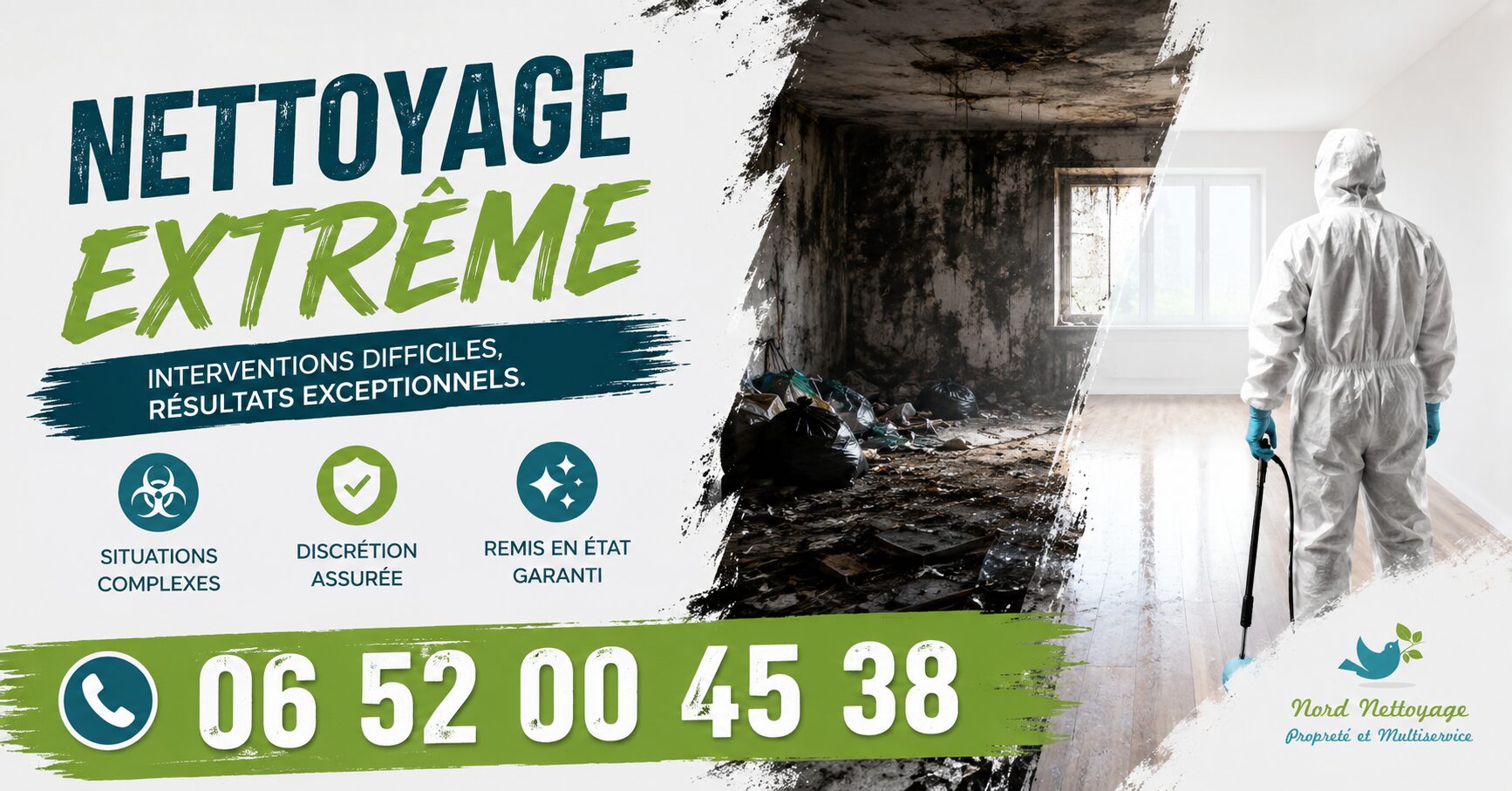 Entreprise spécialisée en nettoyage extrême à Massieux avec remise en état de logements insalubres, syndrome de Diogène et nettoyage après sinistre.