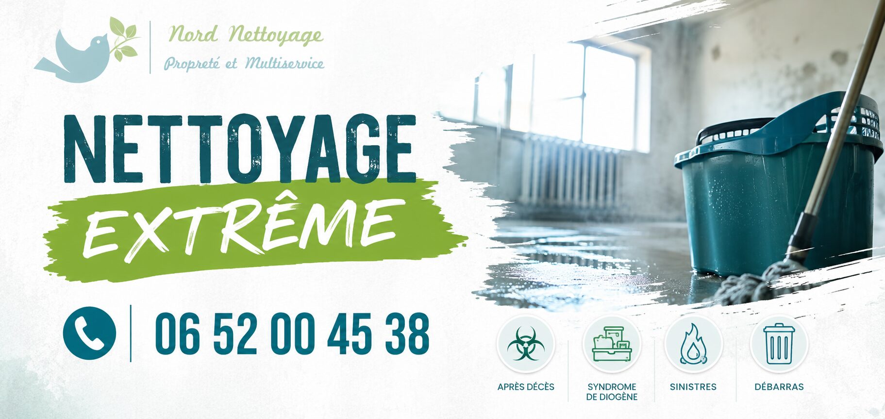 Intervention de nettoyage extrême à Megève par Nord Nettoyage avec prise en charge rapide des logements insalubres, après sinistre et syndrome de Diogène.