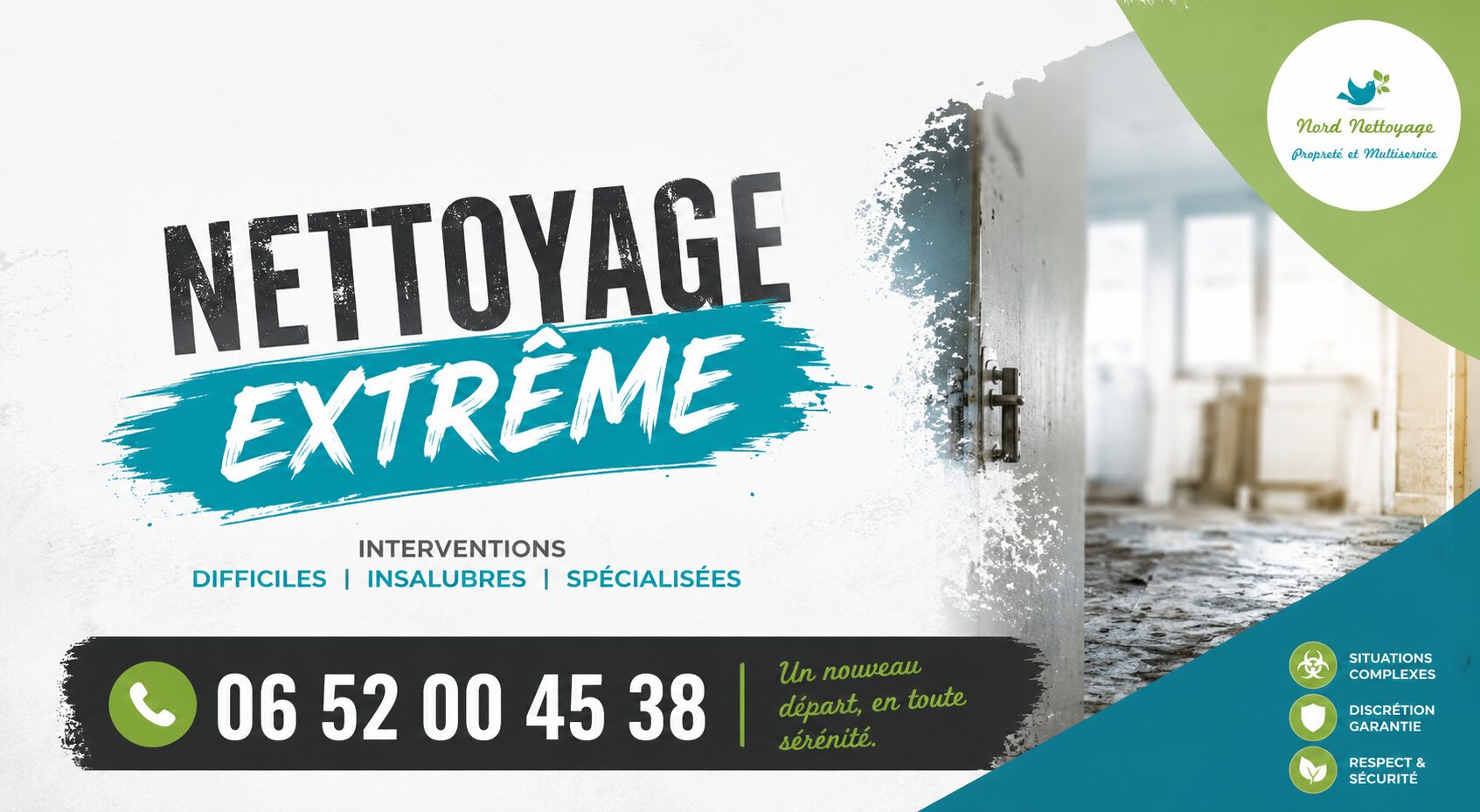 Nettoyage extrême à Metz-Tessy par Nord Nettoyage, spécialiste des logements insalubres, désinfection et remise en état.