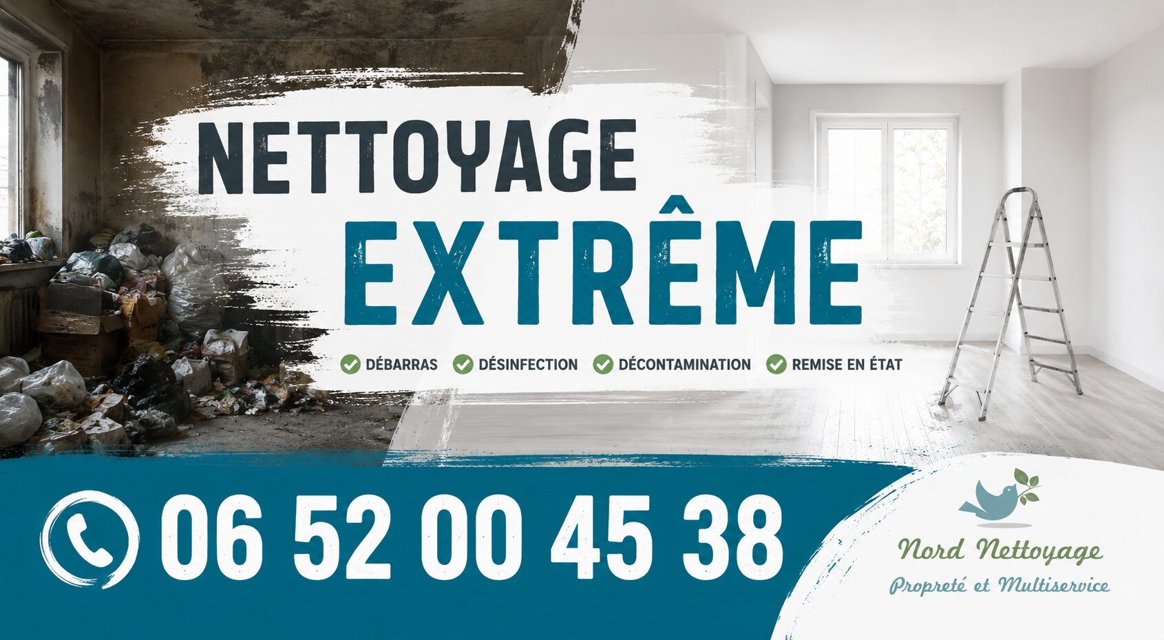 Service de nettoyage extrême à Mezériat avec débarras, désinfection et remise en état de logements très insalubres.