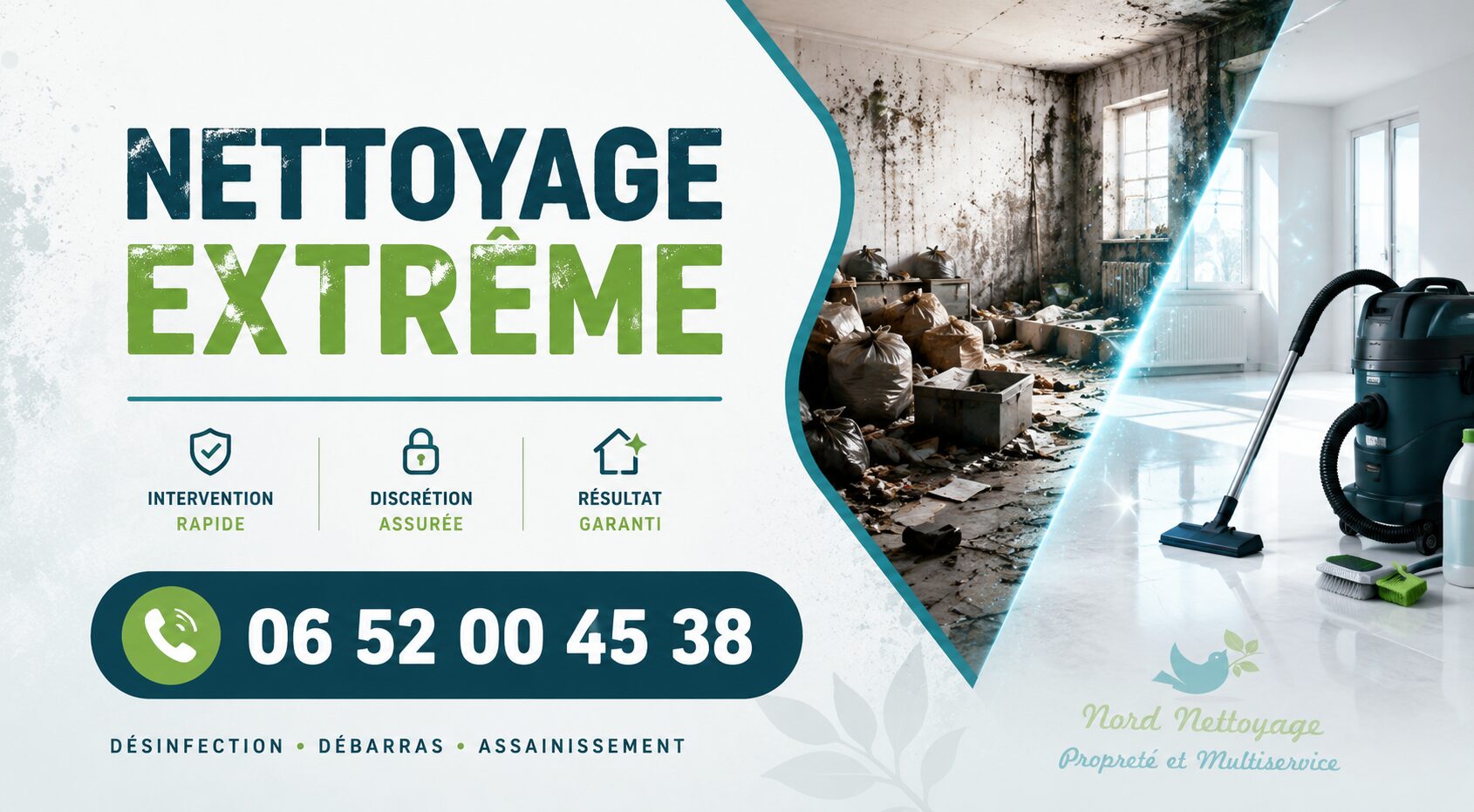 Nettoyage extrême à Montélier après sinistre, syndrome de Diogène et logement insalubre par Nord Nettoyage.