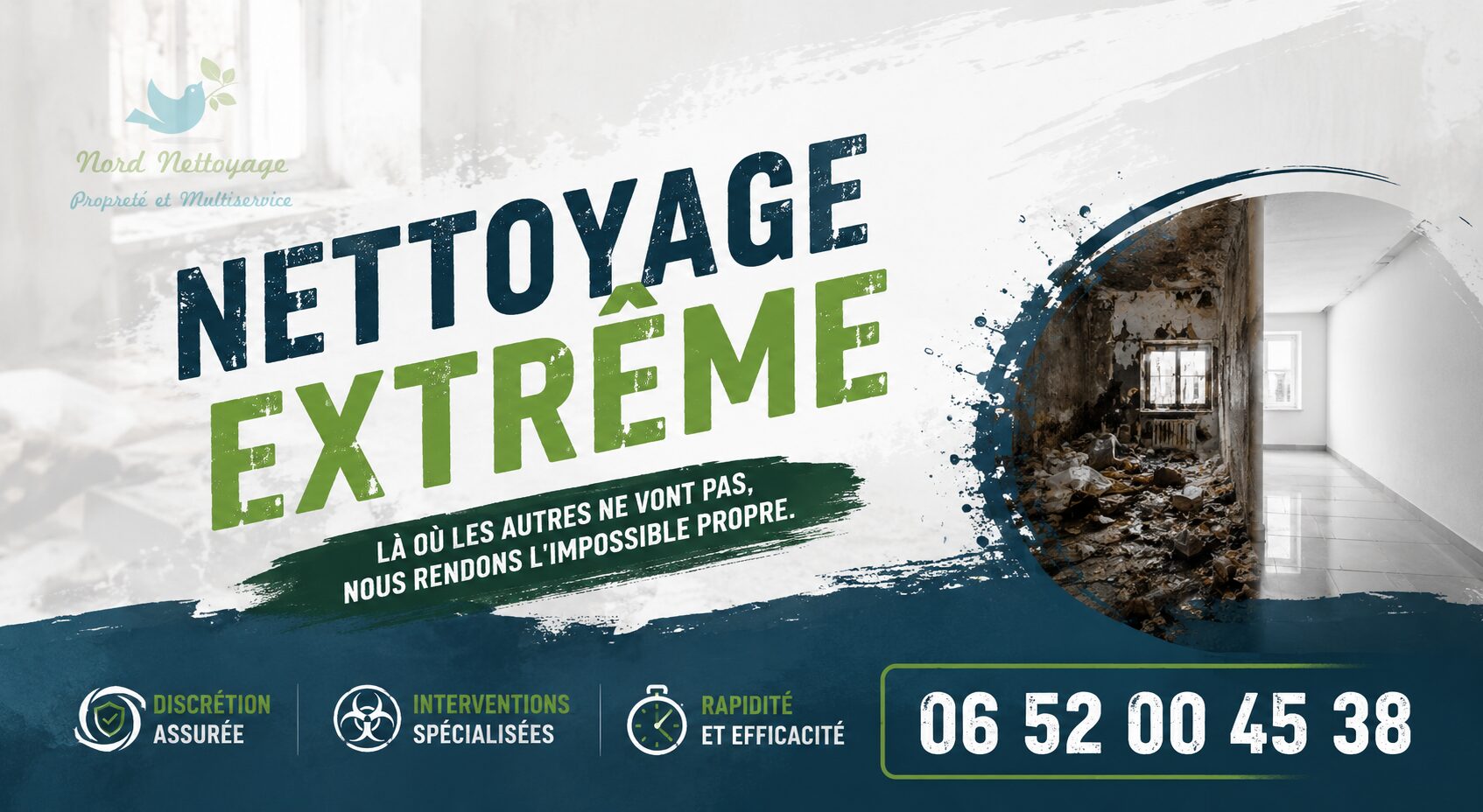 Nettoyage extrême à Montmeyran : intervention professionnelle pour logements insalubres, syndrome de Diogène, après décès et après sinistre.