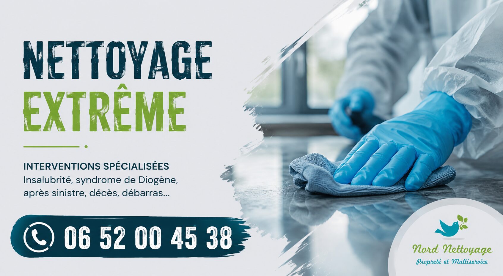 Nettoyage extrême à Mozac par Nord Nettoyage avec intervention rapide pour logements insalubres, après sinistre et syndrome de Diogène.