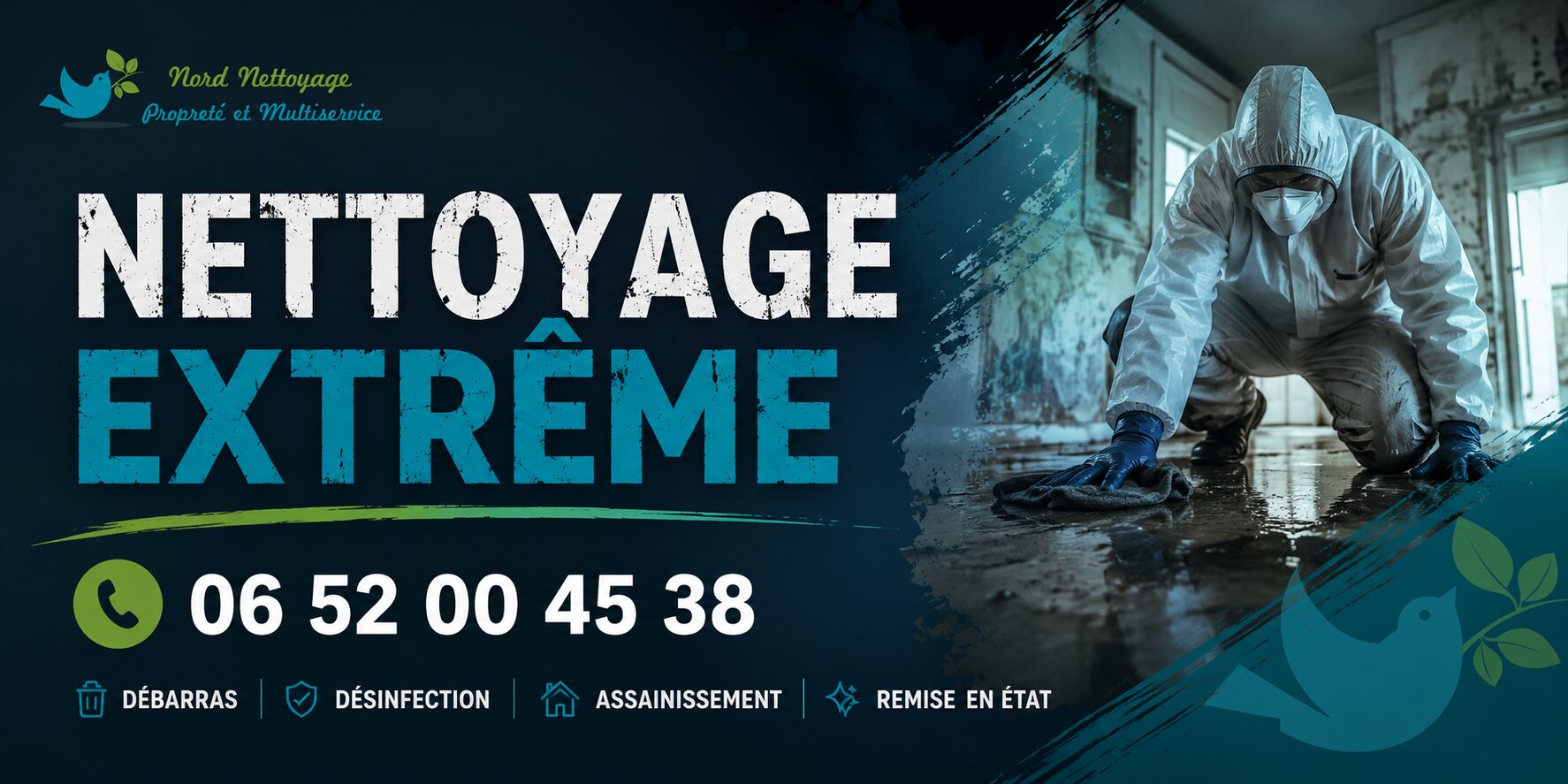 Intervention de nettoyage extrême à Orcines avec une équipe spécialisée en désinfection, débarras et remise en état de logements insalubres.