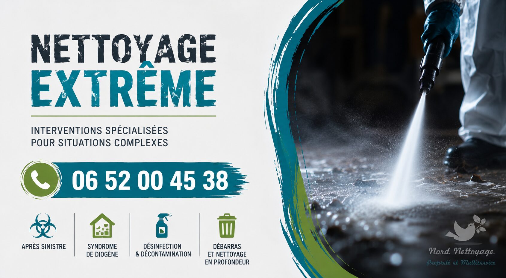 Nettoyage extrême à Ornex par Nord Nettoyage après logement insalubre, syndrome de Diogène, décès ou sinistre.