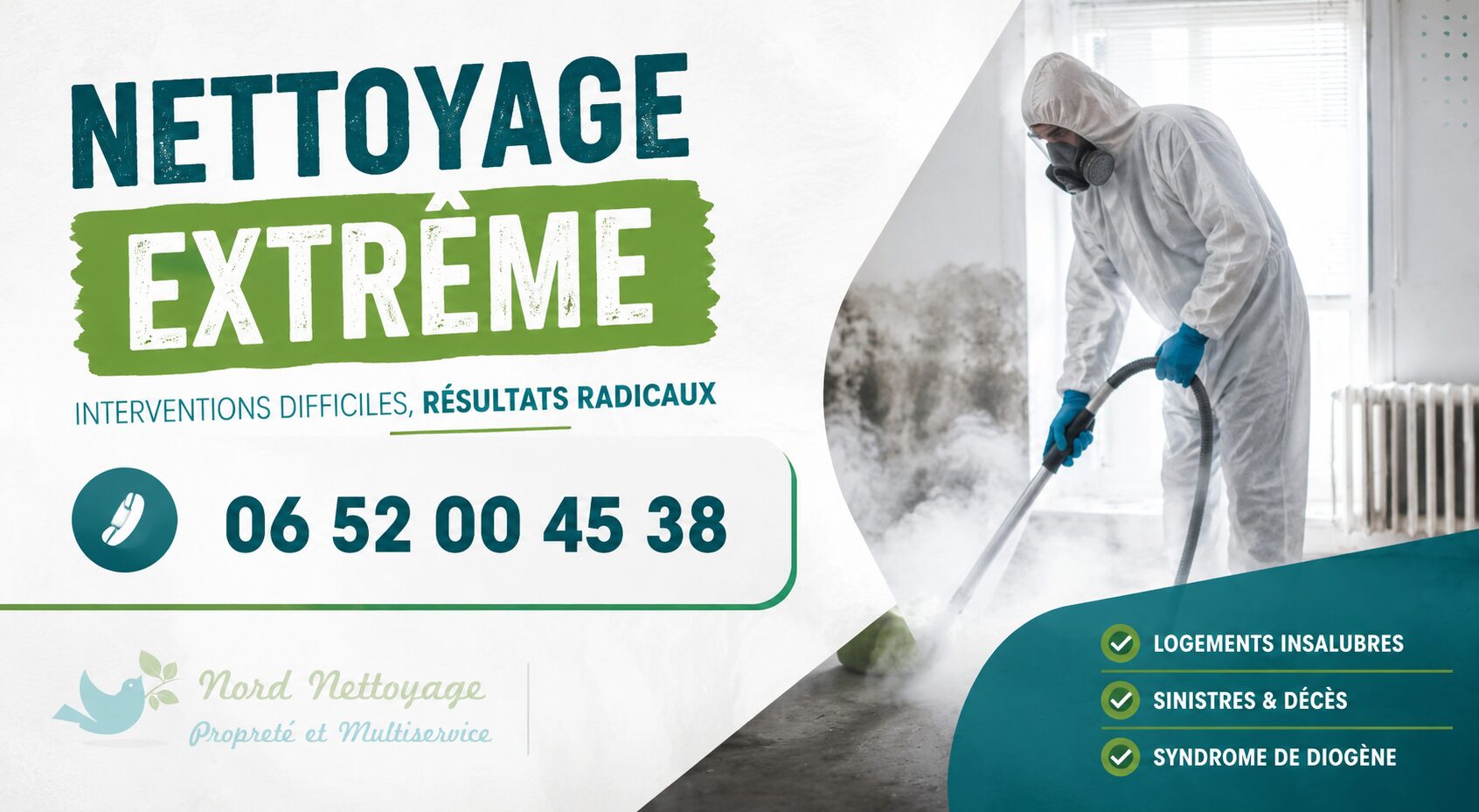 Entreprise de nettoyage extrême à Panissières – intervention pour logements insalubres, syndrome de Diogène, débarras et désinfection.