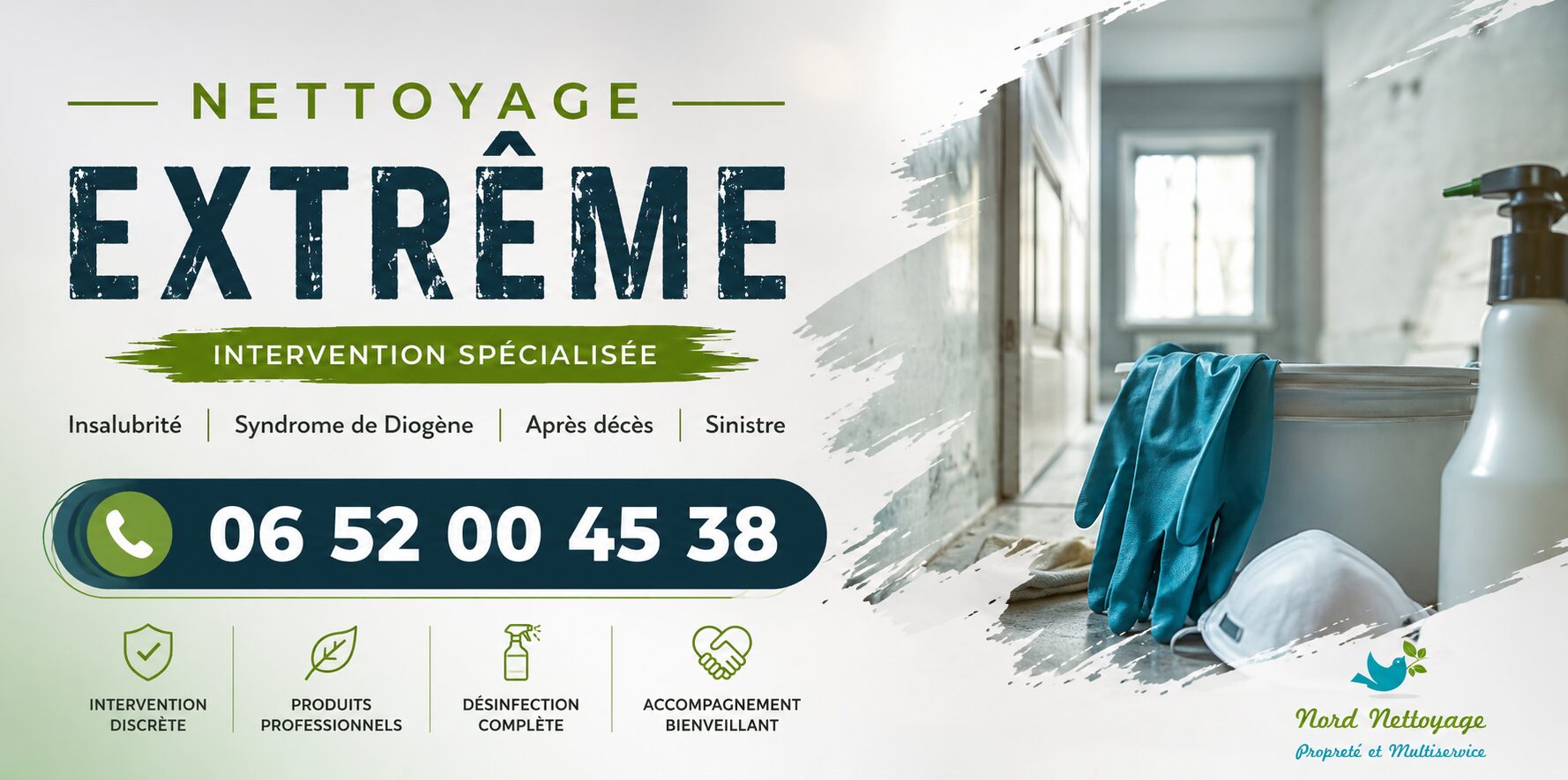 Entreprise de nettoyage extrême à Pérignat-lès-Sarlieve avec intervention rapide pour logements insalubres, syndrome de Diogène, désinfection et débarras.