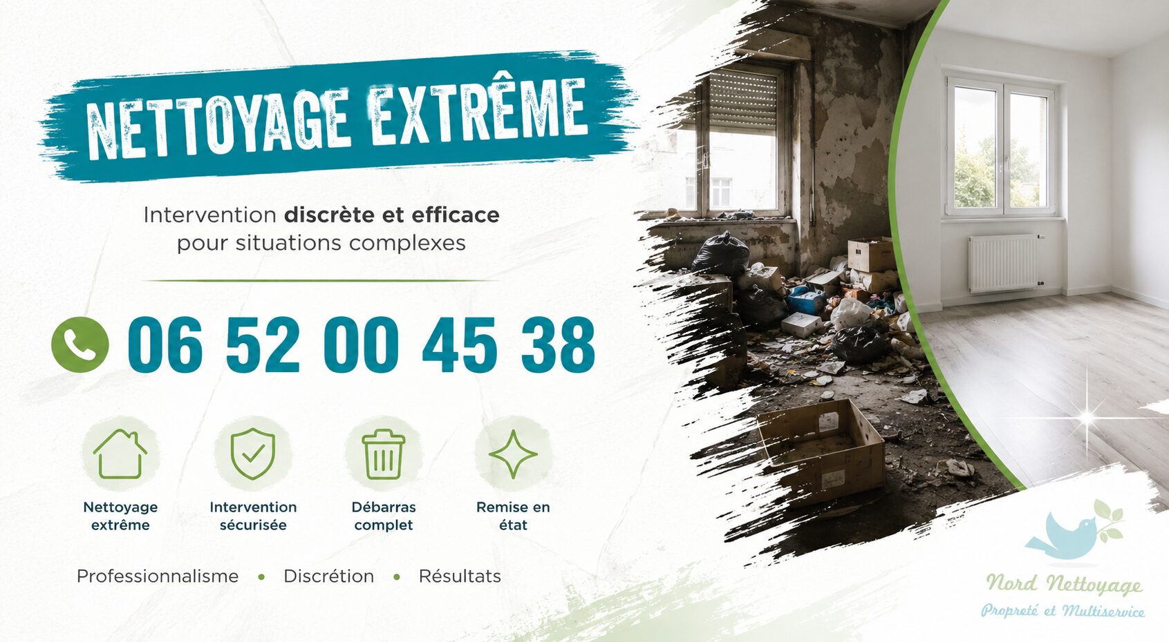 Entreprise de nettoyage extrême à Poisat avec intervention pour logements insalubres, débarras et désinfection complète.