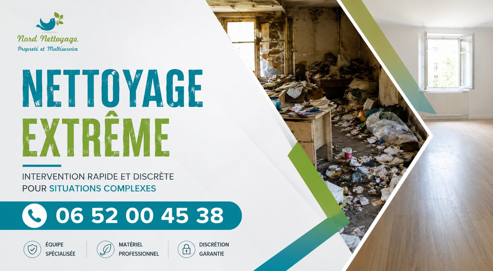 Nettoyage extrême à Quincieux par Nord Nettoyage avec intervention rapide pour logements insalubres, syndrome de Diogène et après sinistre.