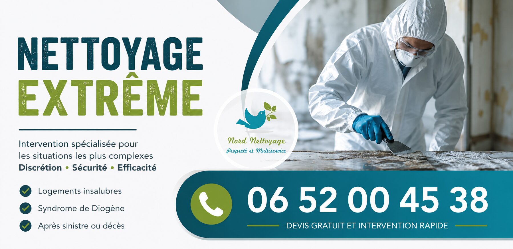 Nettoyage extrême à Roiffieux réalisé par Nord Nettoyage avec intervention rapide pour logements insalubres, syndrome de Diogène, après sinistre et désinfection.