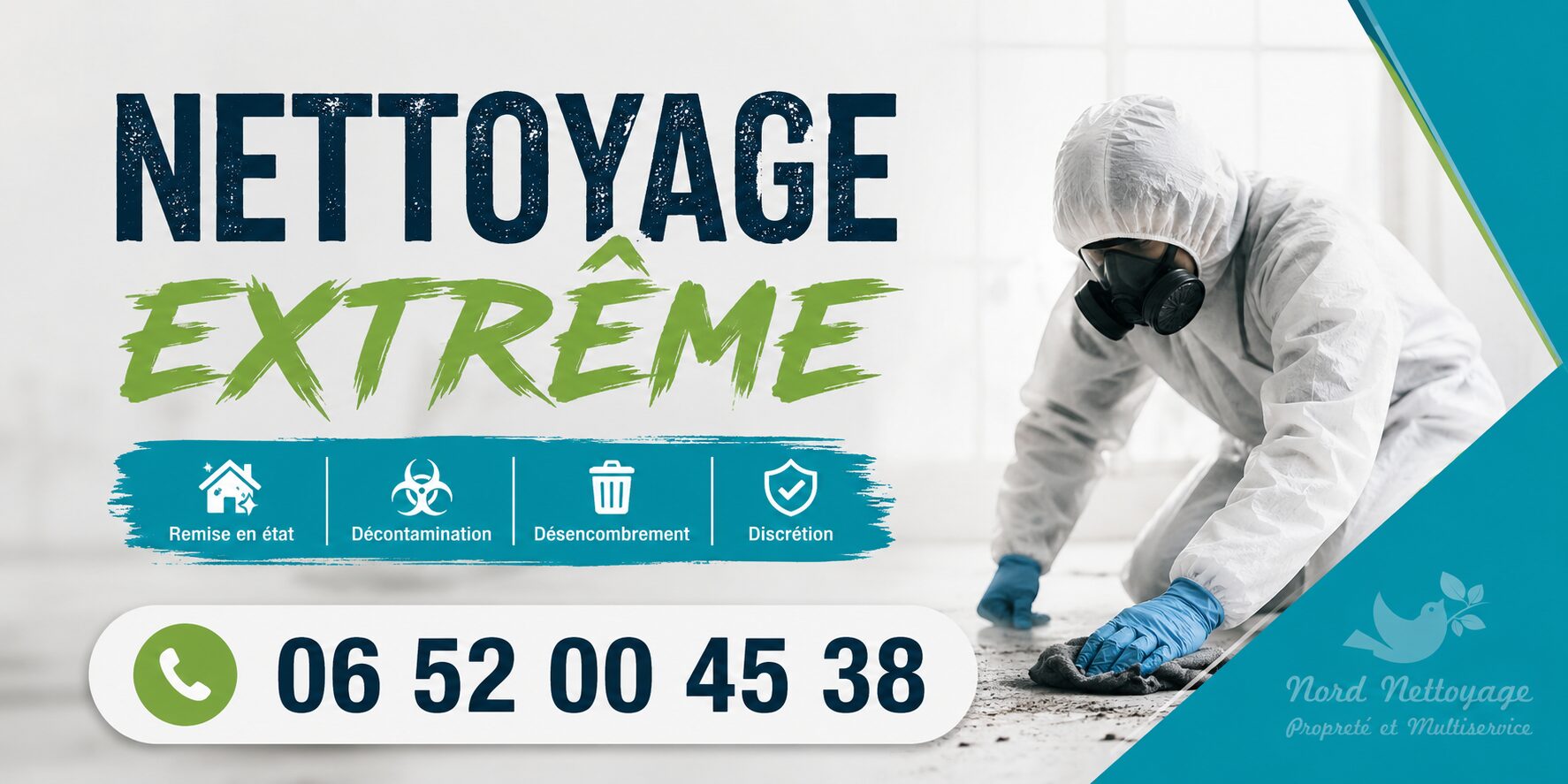 Équipe spécialisée en nettoyage extrême intervenant à Saint-Agrève pour la remise en état et la désinfection de logements très dégradés.