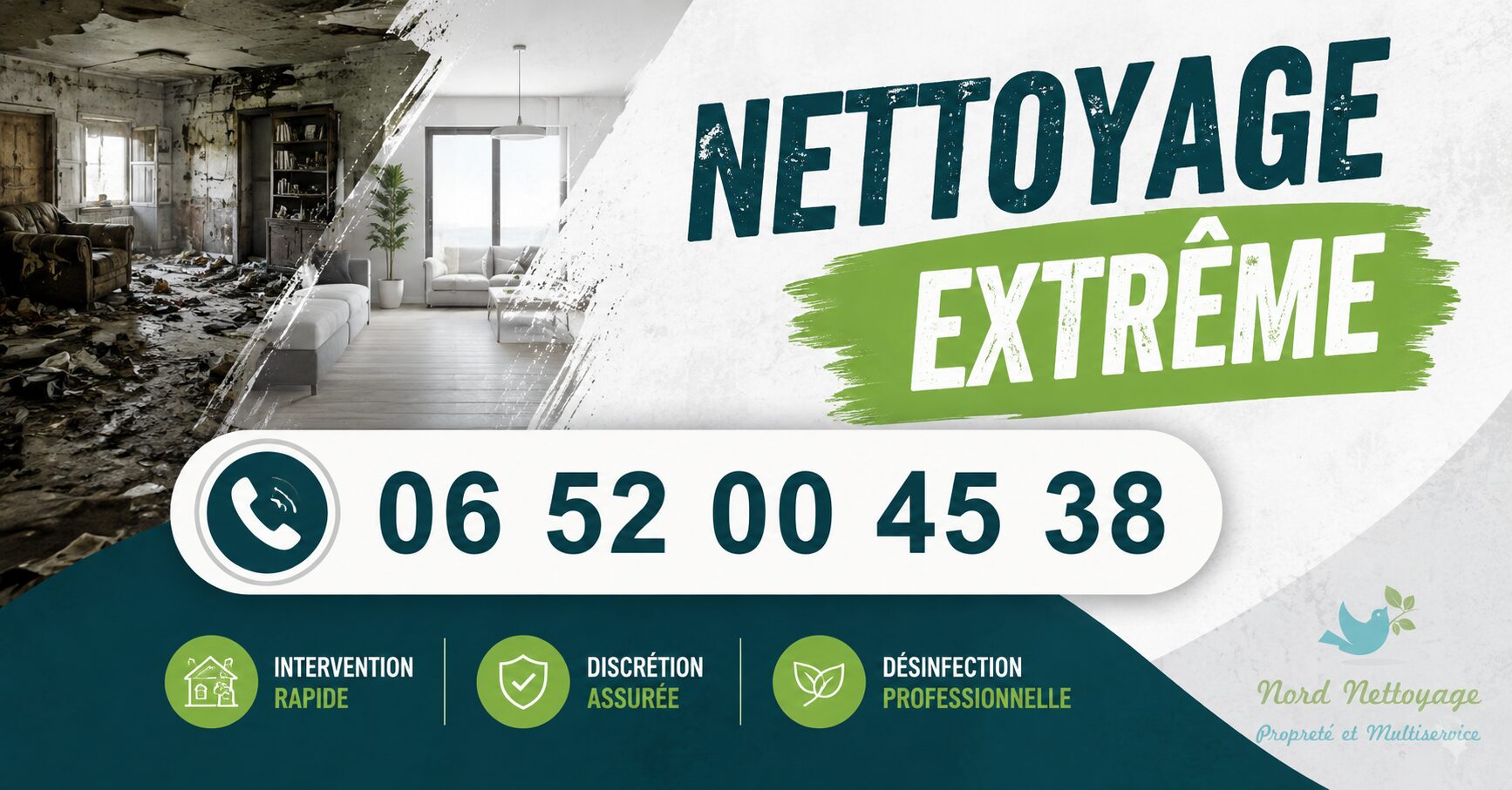 Nettoyage extrême à Saint-Éloy-les-Mines par Nord Nettoyage : remise en état de logements insalubres, désinfection et débarras.