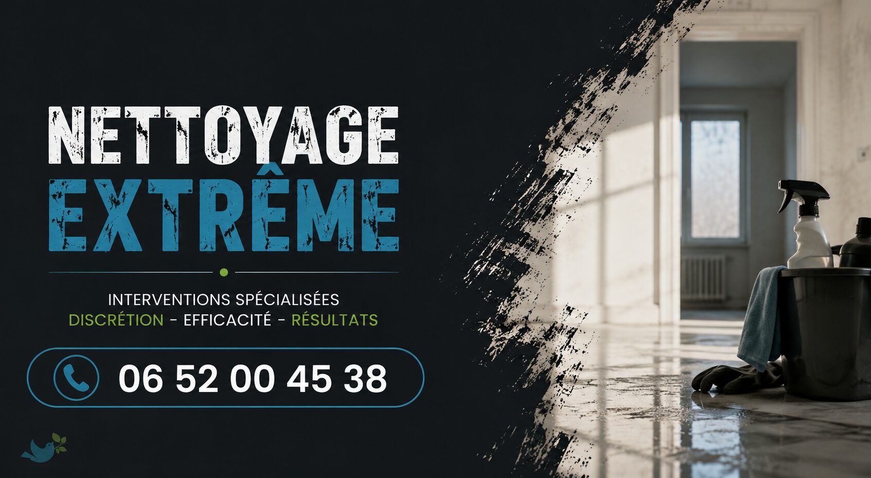 Équipe spécialisée en nettoyage extrême à Saint-Genix-sur-Guiers avec intervention pour logement insalubre, syndrome de Diogène et remise en état complète.