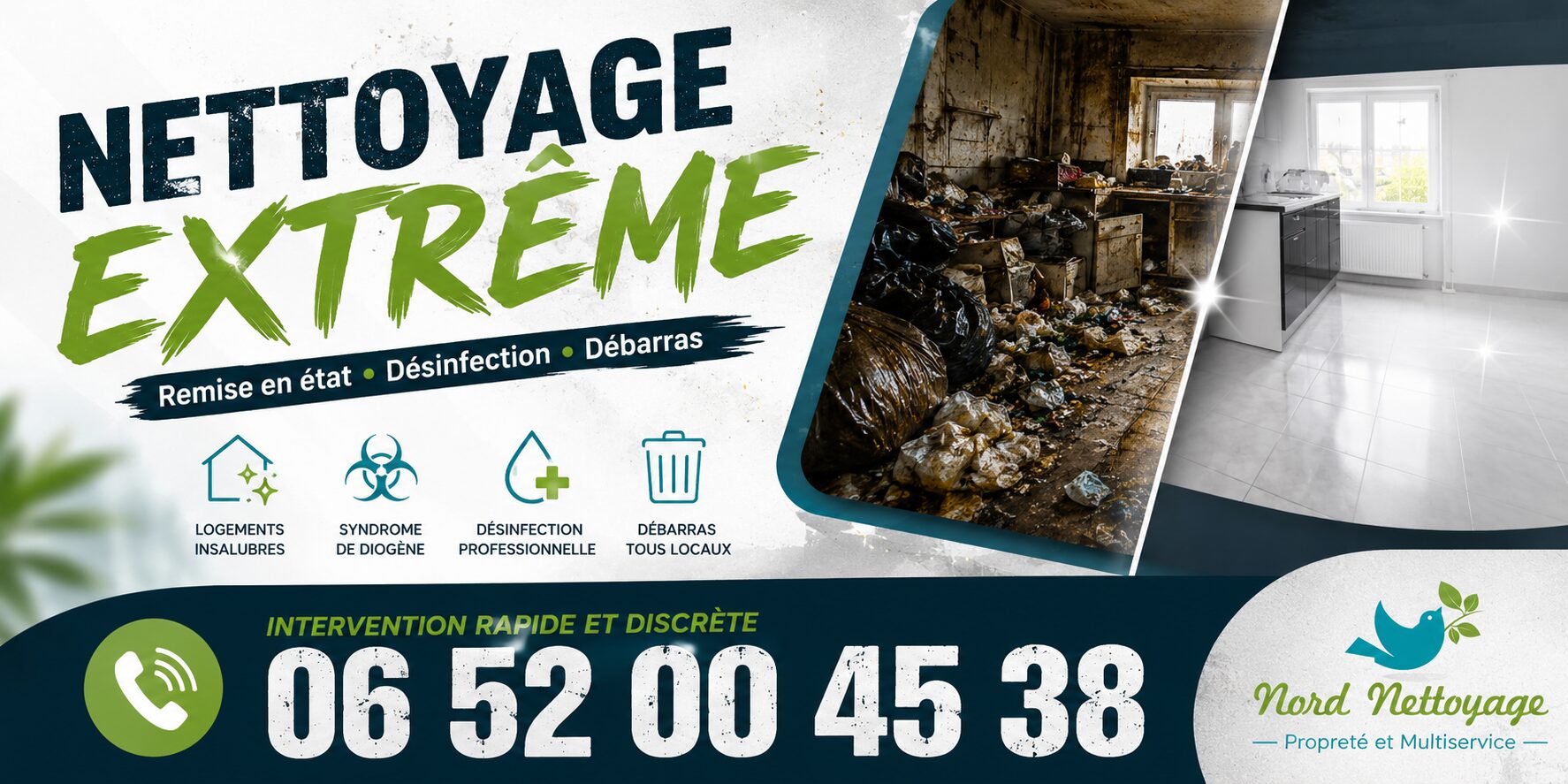 Entreprise de nettoyage extrême à Saint-Georges-de-Commiers spécialisée dans la désinfection, le débarras et la remise en état de logements insalubres.