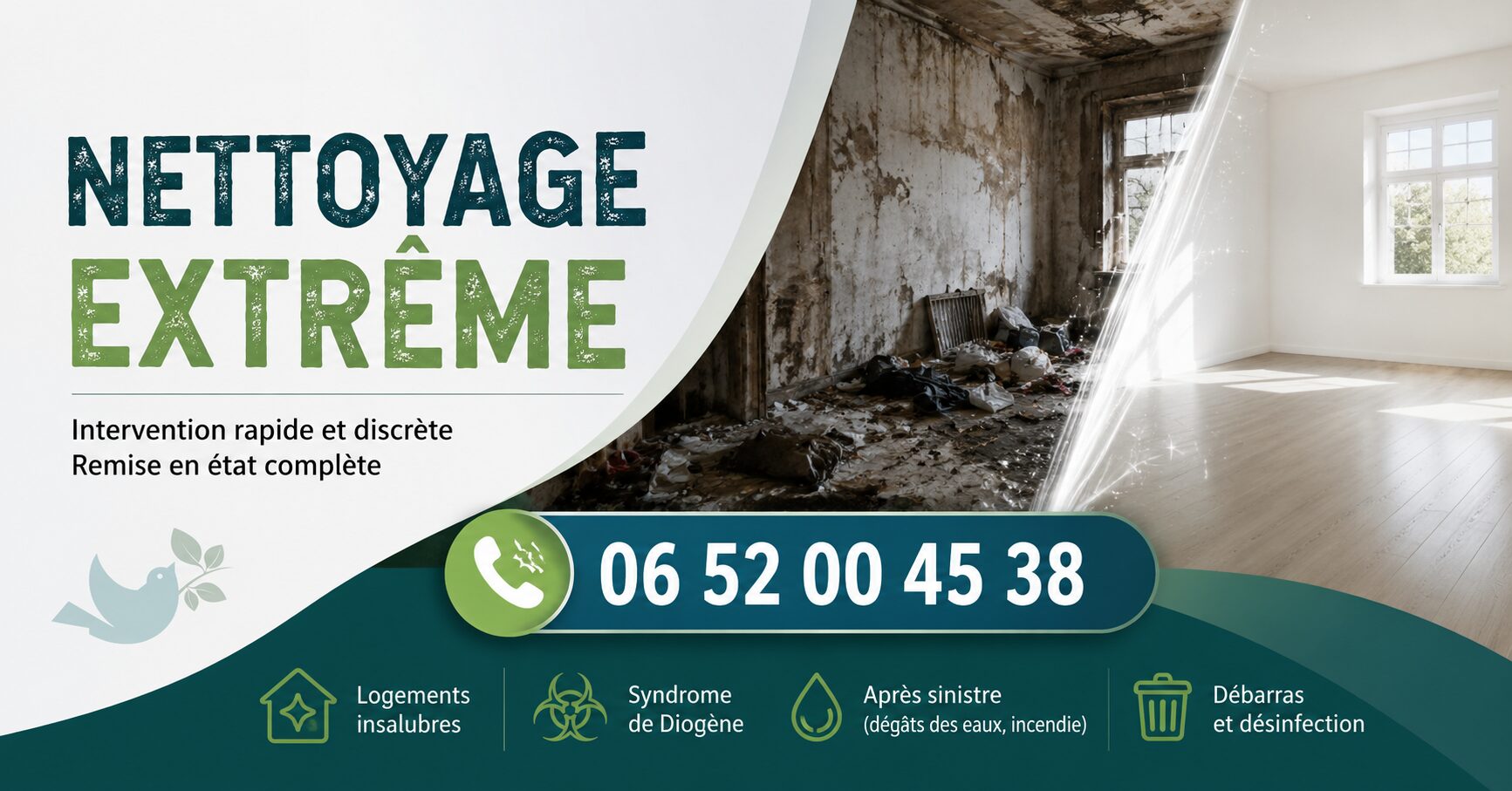 Entreprise spécialisée dans le nettoyage extrême à Saint-Paul-de-Varces avec intervention rapide pour logements insalubres, syndrome de Diogène et remise en état complète.