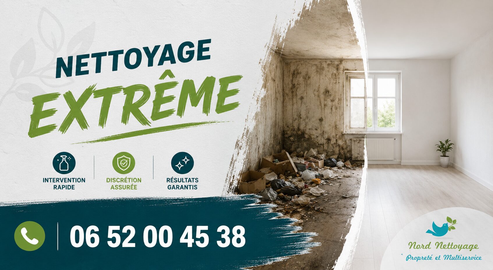 Avant après nettoyage extrême à Taluyers avec remise en état complète d’un logement insalubre et désinfection professionnelle.
