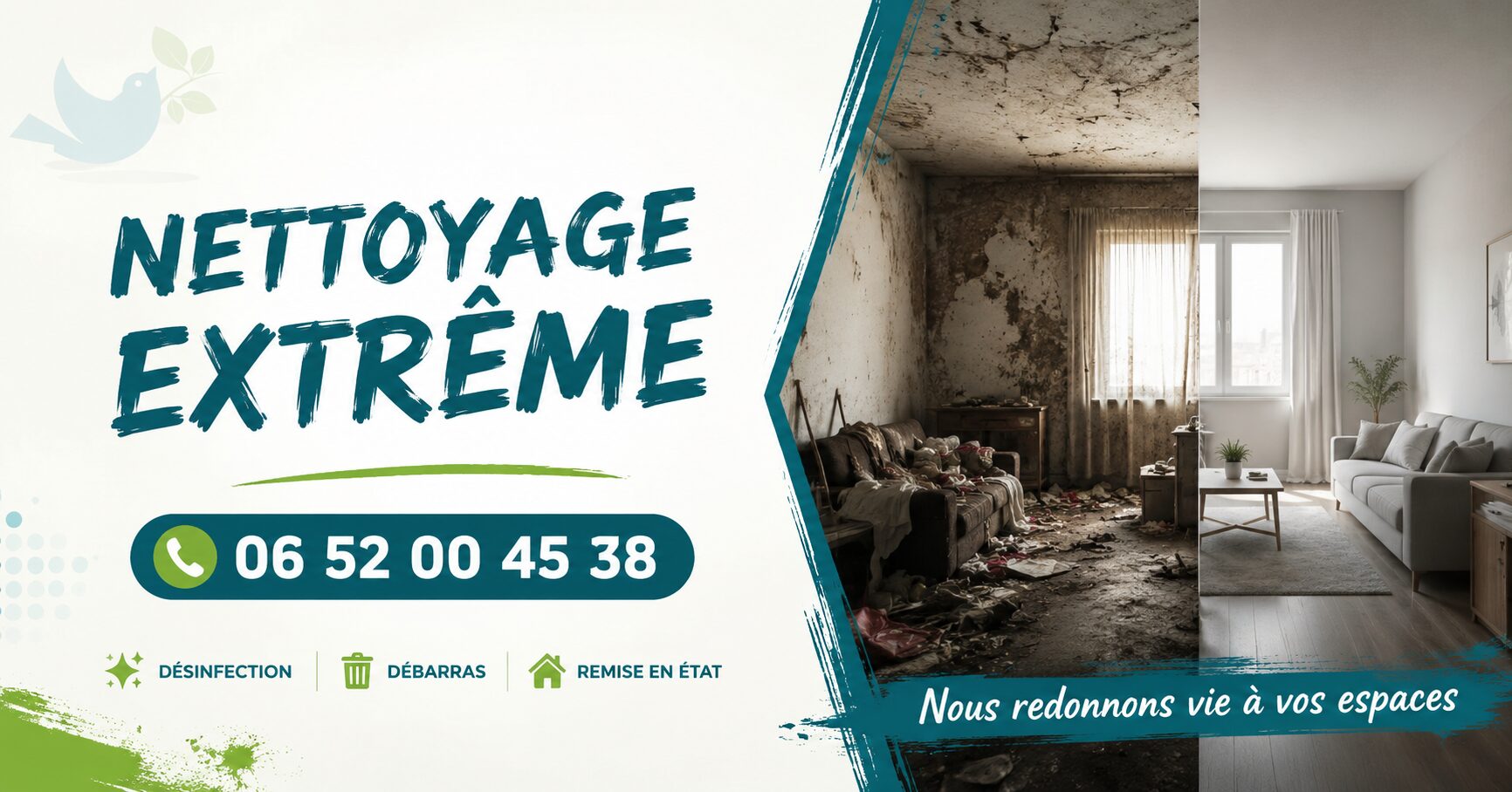 Nettoyage extrême à Versonnex avec désinfection, débarras et remise en état complète d’un logement insalubre