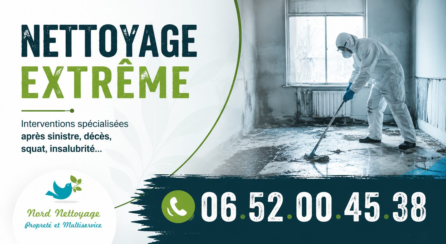 Nettoyage extrême à Viuz-en-Sallaz par Nord Nettoyage : intervention rapide pour logements insalubres, syndrome de Diogène, après décès et désinfection.