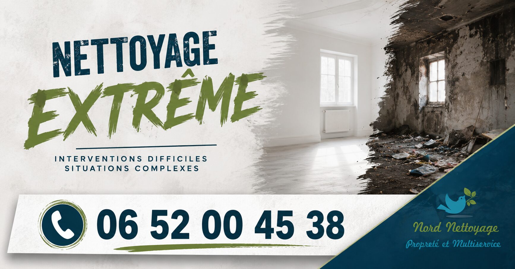Intervention de nettoyage extrême à Viviers dans un logement insalubre avec désinfection et remise en état.