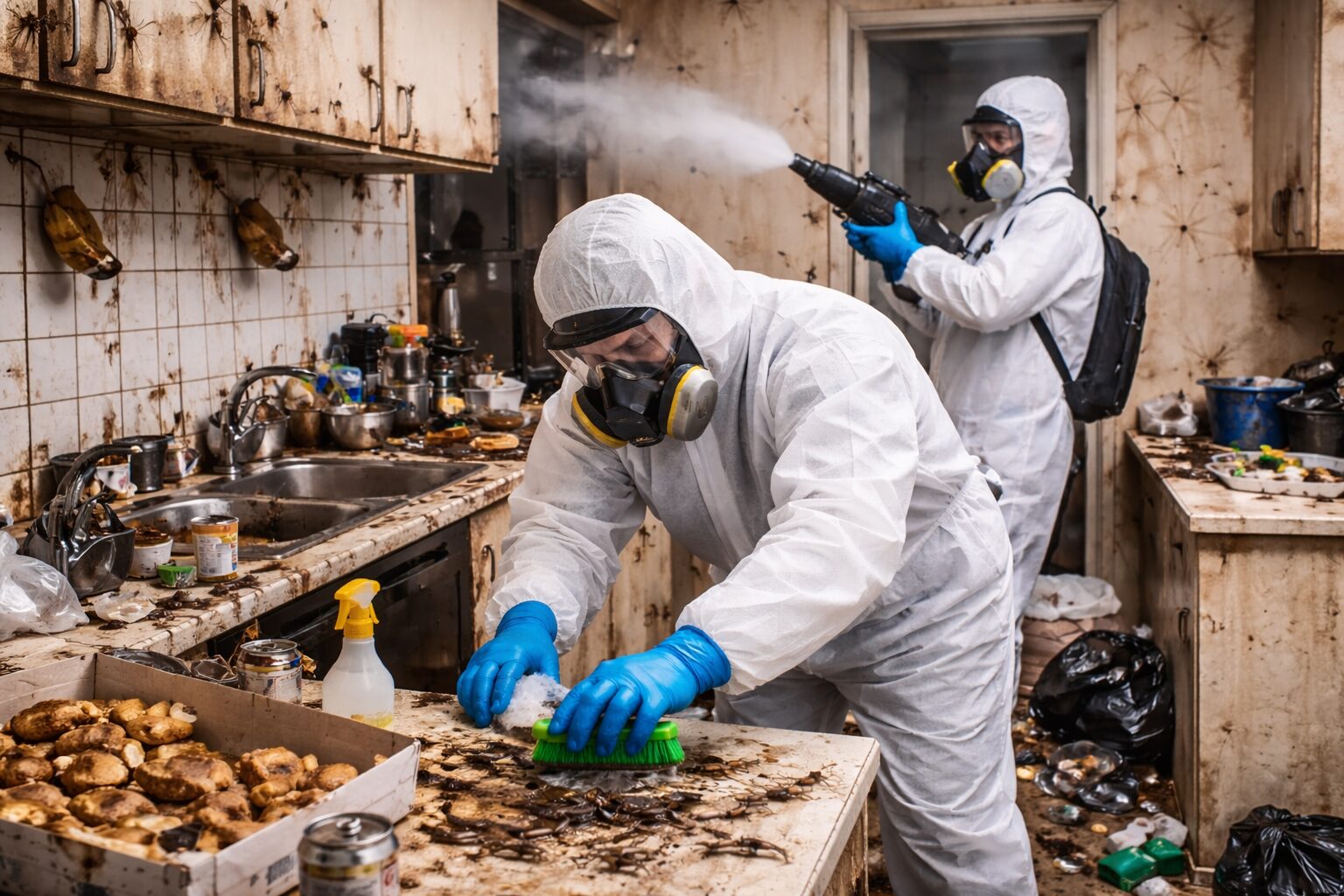 Nettoyage professionnel d’un logement infesté de cafards avec désinfection complète